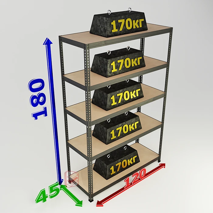 Стеллаж металлический безболтовой SBL 180х120х45 5 полок фото Стеллаж Мастер