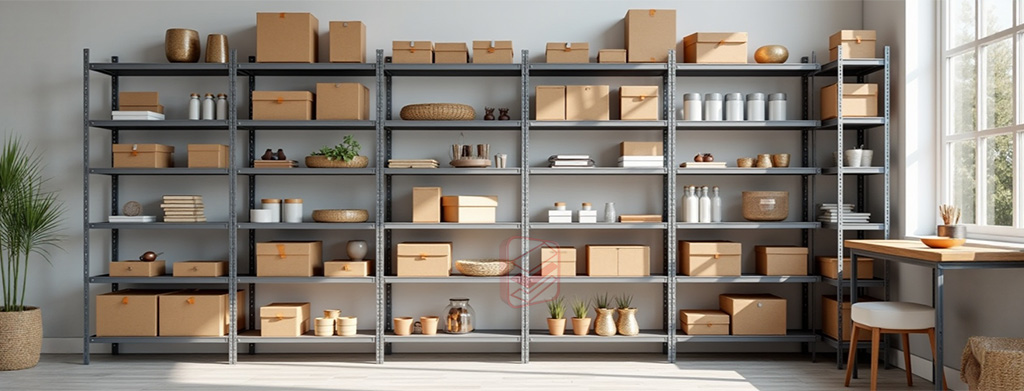 Стеллажи металлические в интерьере квартиры - фото Стеллажин